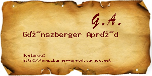Günszberger Apród névjegykártya